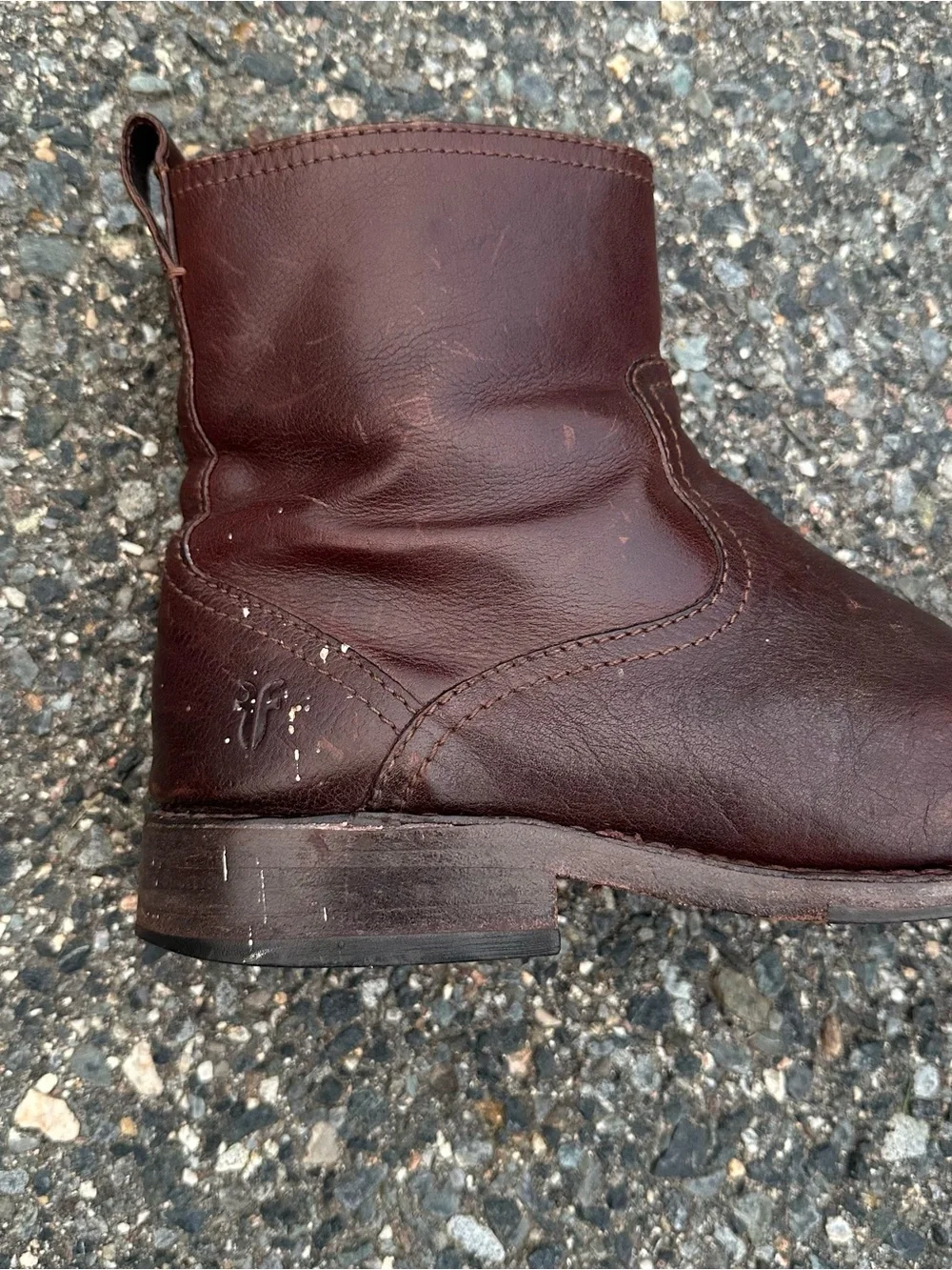 Frye Inside Zipper Brown Boots Used Fair